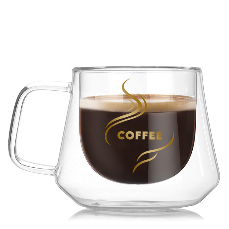 Double Walled Glass Coffee Mugs with Handle,Insulated Layer Coffee Cup –  ZHONGXIN