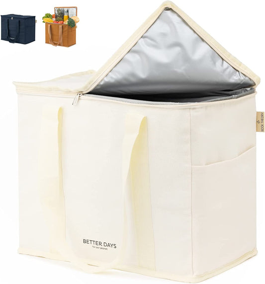 OEM Insulated Reusable Grocery Bag with Canvas, Zippered Top SB-009