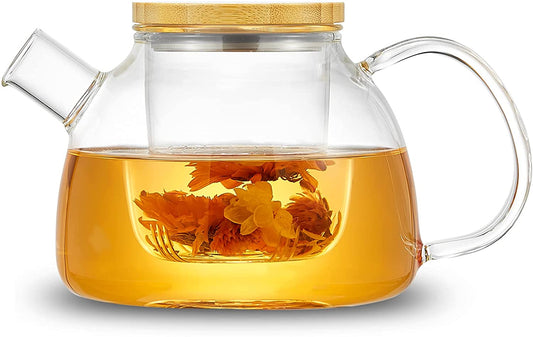 34oz/1000ml Glass Teapot with Glass Tea Infusers, Glass Tea Kettle for Loose Tea GLA-A003