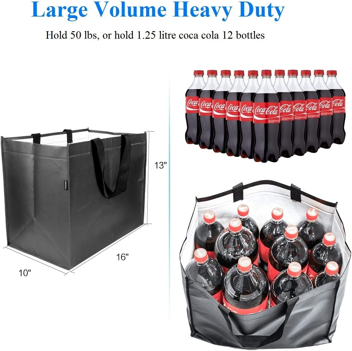 Large Reusable Grocery Bags Heavy Duty, Reinforced Handles with X Stitching Hold 50 lbs, Durable Shopping SB-007