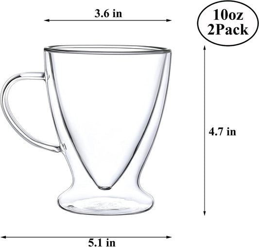 Double Walled Glass Coffee Mugs with Handle,Insulated Layer Coffee Cups GLA-H003