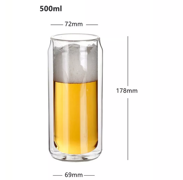 Hot sale new design Cola shape borosilicate double wall glass for beer GLA-005