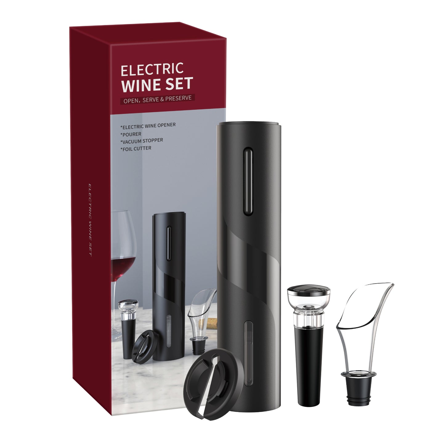 Wholesale Luxury Mens Christmas Gifts USB Rechargeable Electric Wine Opener Gift Set WSET-02
